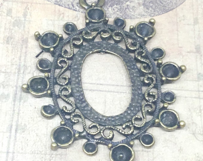 2pc 50x39mm antique bronze finish metal cabochon setting/pendants-4872