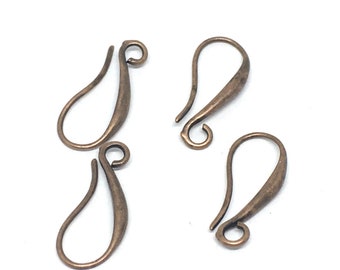 12pc (6 Pairs) Antique Copper Earring Hooks - Brass French Wires - Vintage Jewelry Findings