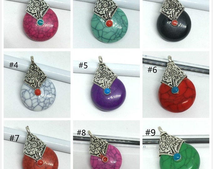 1pc 37x22mm Resin Zinc Alloy Pendant-pls pick a color
