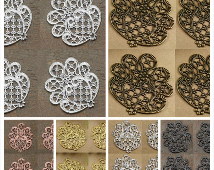 4pc 36x41mm brass made flower pendant-pls pick a color