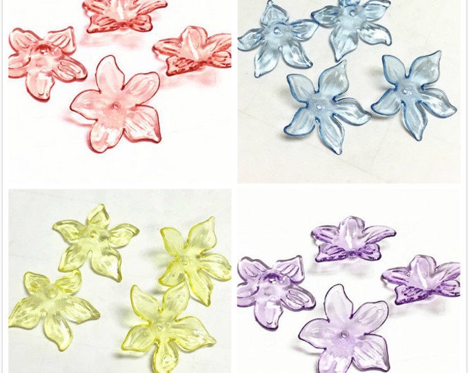 10pc 27x6.5mm acrylic flower beads-pls pick a color