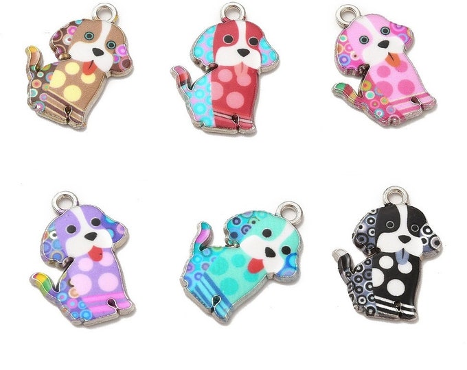 4pc  21x16mm  metal with enamel dog pendant-pls pick a color