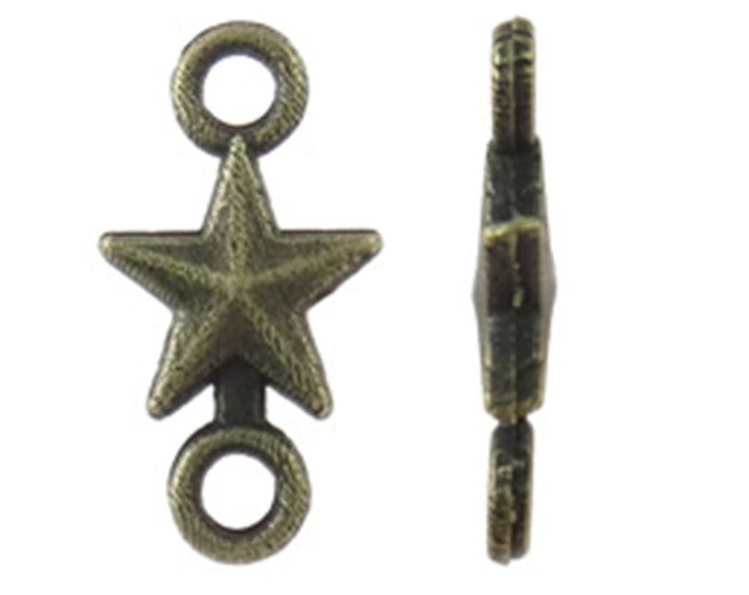50pc 15x7.5mm antique bronze finish metal star connectors-9556