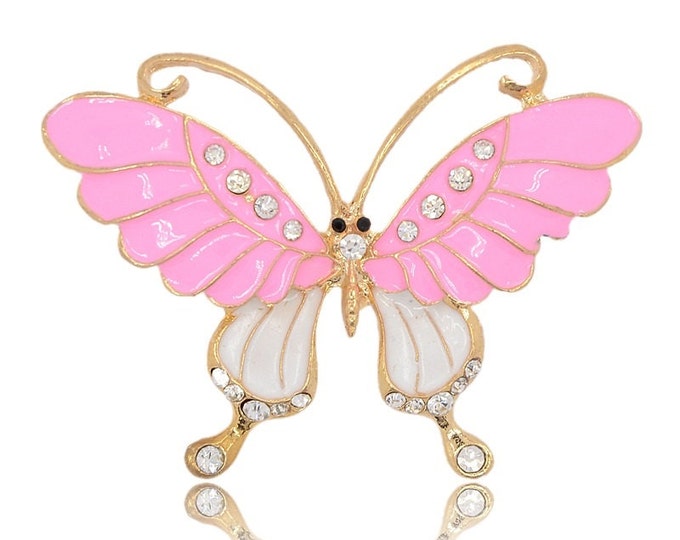 1pc 57x40mm zinc alloy enamel with rhinestone butterfly pendant-8957