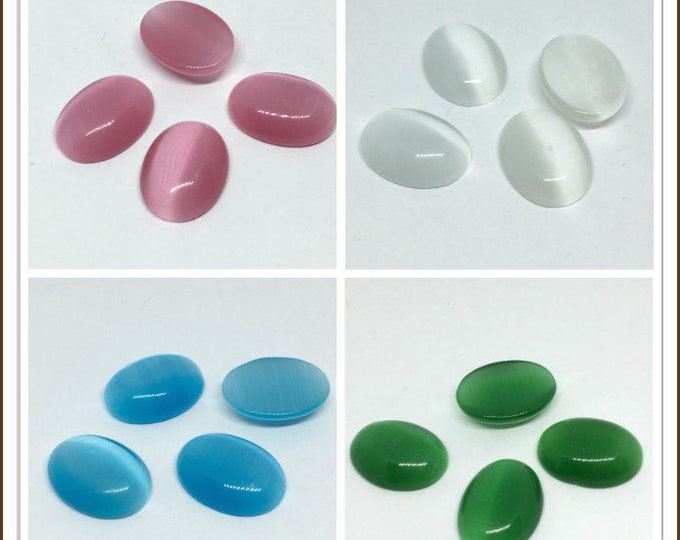 6pc 20x15mm oval cat eye glass cabochons-pls pick a color