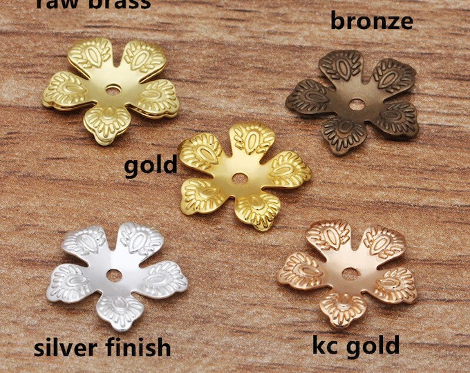 20pc 13mm brass made flower bead caps- pls pick a color