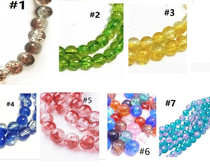 Sale-50pc 8mm  glass crackle round beads-pls pick your color