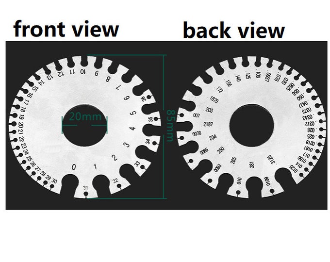 0-36 Round Wire Gauge Thickness Ruler Gauge Diameter Stainless Steel Measurer Tool