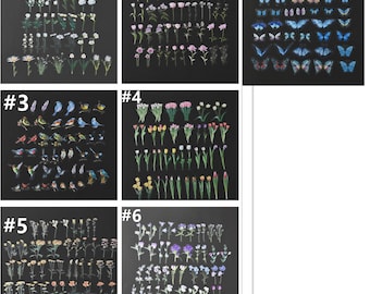 40pcs Flower Stickers Pack PET Clear Flowers Stickers Plant stickers Waterproof Transparent Sticker for Journal Scrapbook Phone case