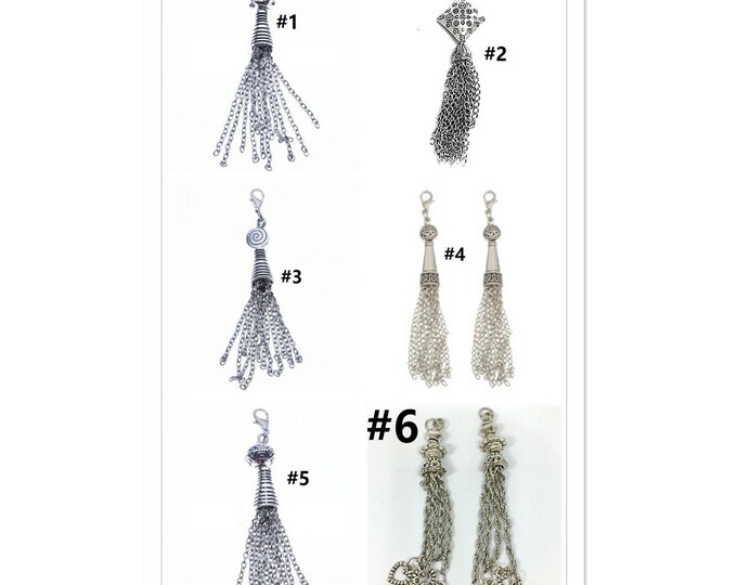 2pc antique silver finish Chain Tassel-pls pick a style