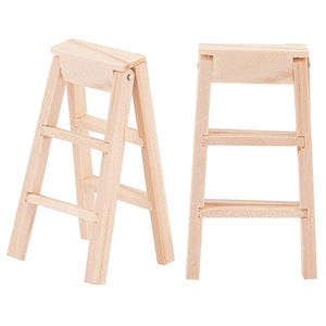 1pc Mini Wooden Step Ladder , for Dollhouse Accessories Pretending Prop Decoration