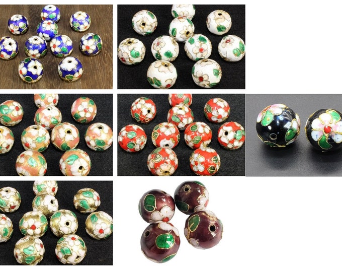 2pc 14mm round Cloisonne beads-pls pick a color