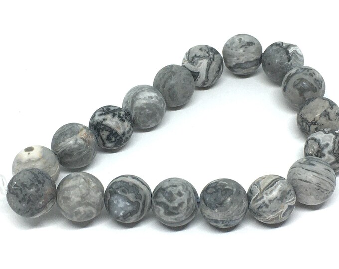 7.5 Inch Strand Of Frosted Map Stone/Picasso Stone -pls pick a size