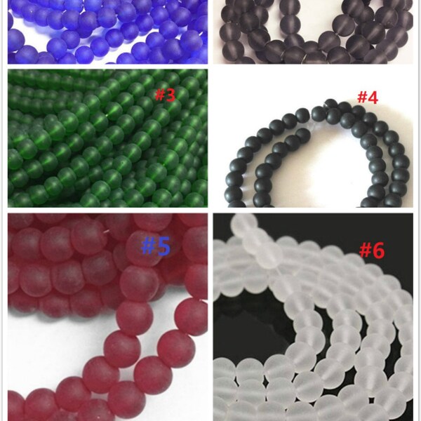 2 strands 8mm glass  frosted glass beads-over 80 beads-pls pick your own color