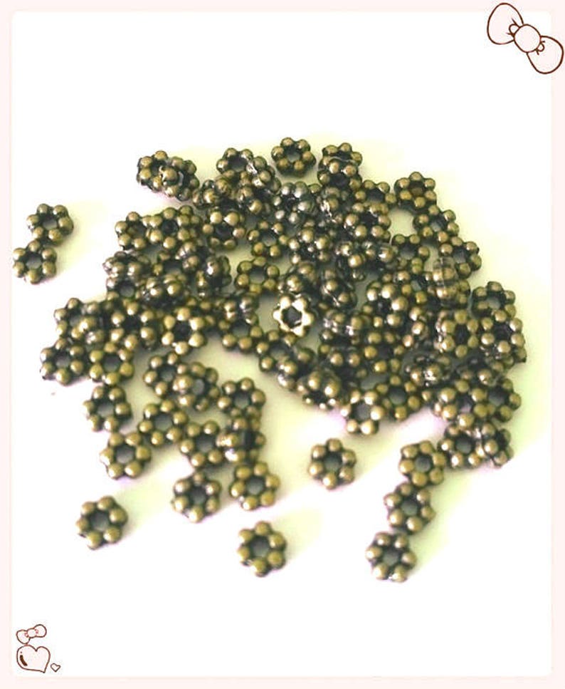 100pcs 3mm Antique Finish Cute Daisy Metal Bead Spacer-pls choose own color Antique bronze 1467