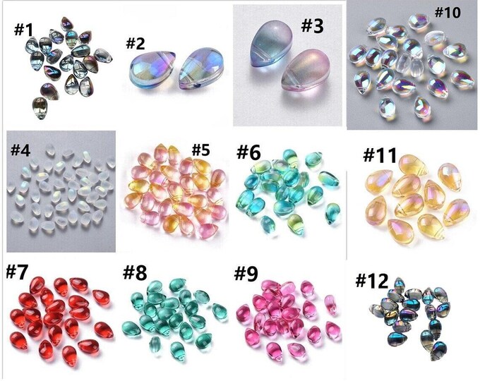 20pc 9x6mm teardrop shape electroplate glass charms/beads-pls pick a color