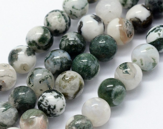 15 Inch Strand Of  Round  tree agate -pls pick a size