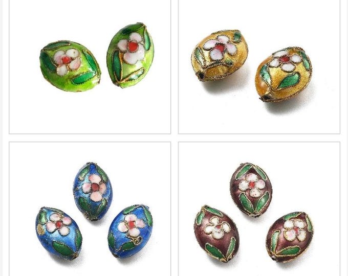 2pc 19x13mm flat oval shape handmade  Cloisonne Beads-pls pick a color
