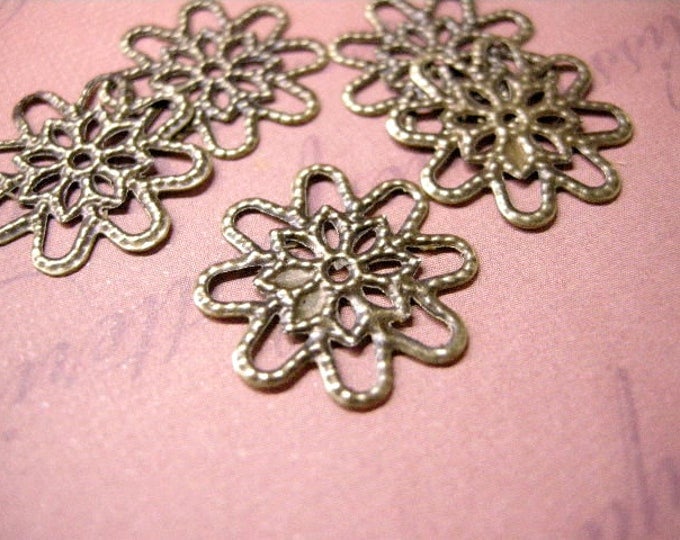 50pc 18mm antique bronze filigree spacer/wrap-5755