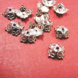 30pc 8.5mm lead nickel free brass bead caps-pls pick a color silver finish -4896