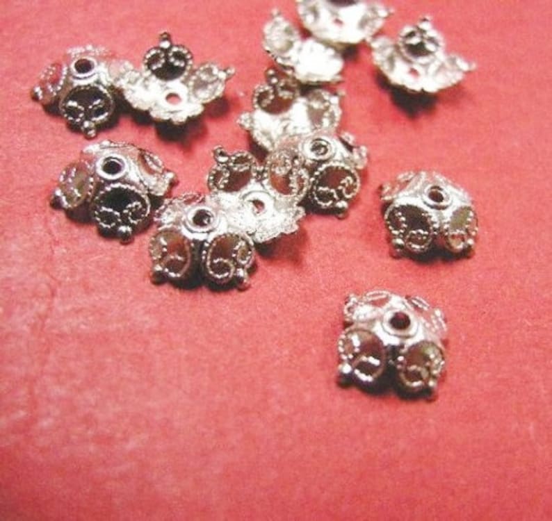 30pc 8.5mm lead nickel free brass bead caps-pls pick a color silver finish -4896