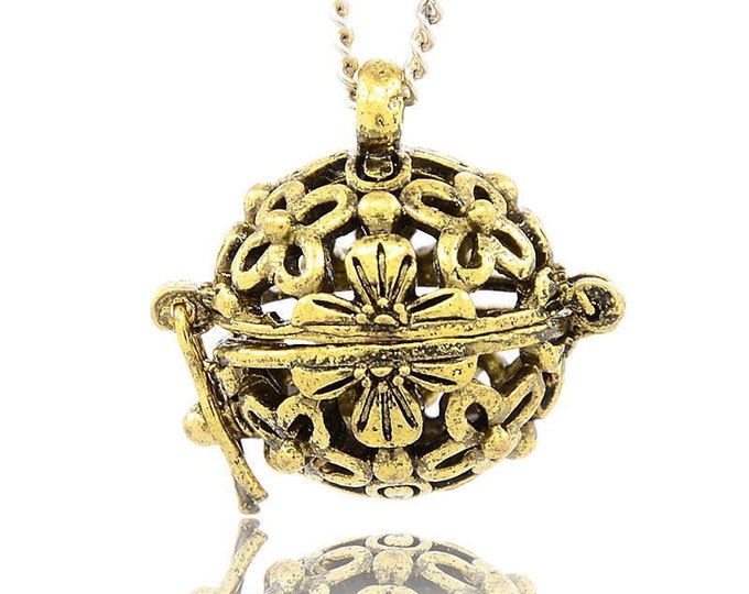 2PC antique gold finish metal bead cage pendants-2521E