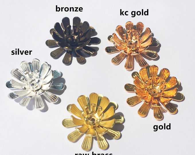 6pc 17mm brass made flower bead caps- pls pick a color
