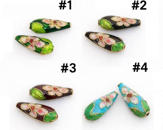 4pc 20x8.5mm flat teardrop shape handmade Cloisonne Beads-pls pick your color