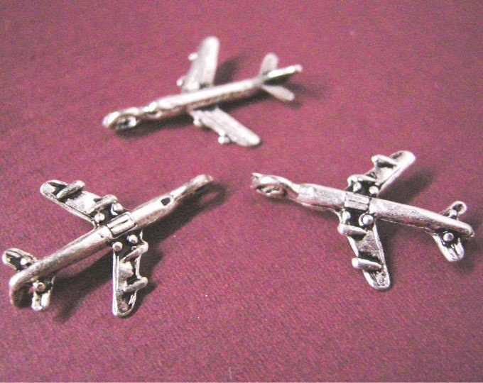4pc 23x14mm antique silver finish airplane charms-5305