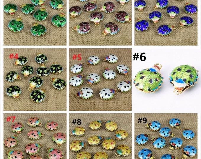 2pc 18x17mm Cloisonne Ladybug Pendants tab69-pls pick a color