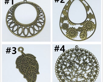 Antique bronze finish filigree pendants -Pls pick a style