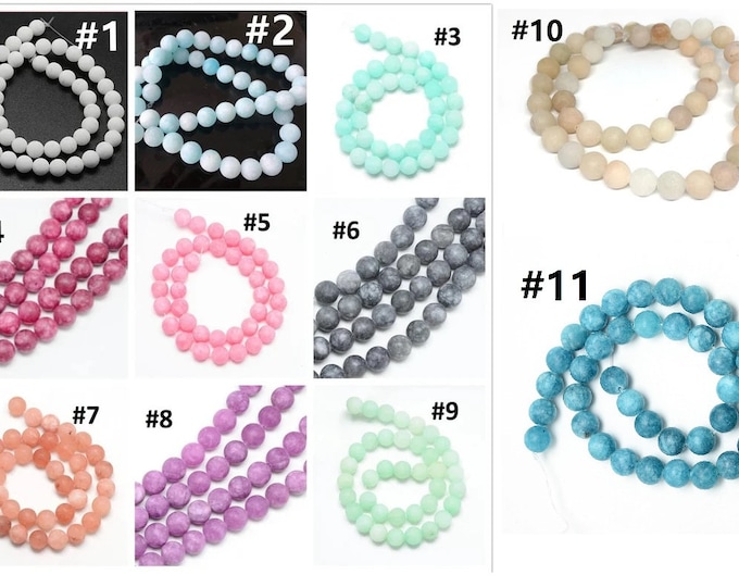 1 strand 8mm frosted round dyed jade beads(45pcs)-Pls pick a color