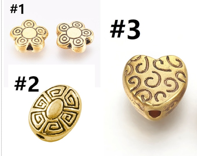 10pc antique gold finish metal alloy beads-Pls pick a pattern