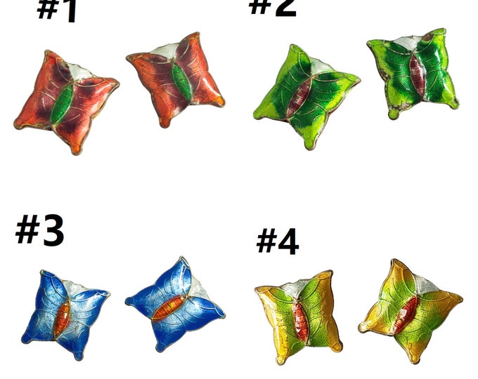 Set of 2 Exquisite 15mm Cloisonné Butterfly Beads - Choose Your Favorite Color for Delicate Charm