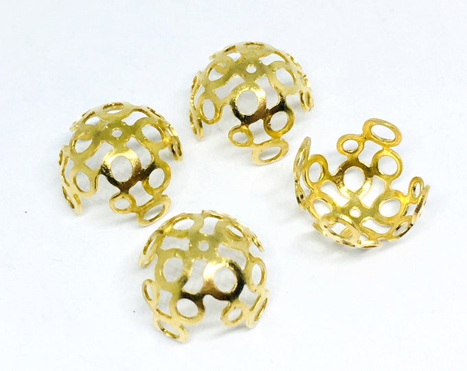 20pc 11mm brass color brass made bead caps-BB24