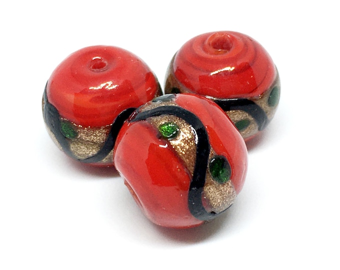 8pc 10mm round shape fancy lampwork glass beads-R794