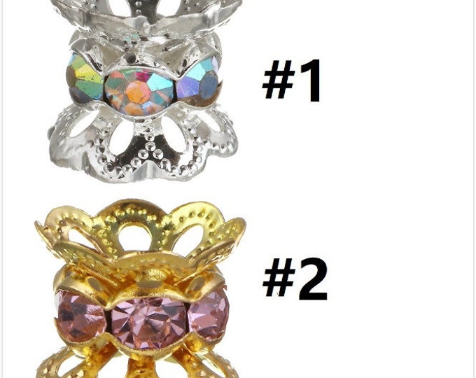 10pc 8.5x7mm brass made rhinestone spacer/beads-pls pick your color