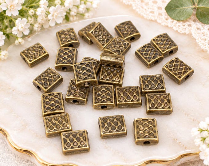 24pc lead nickel free antique bronze metal rectangular beads-1885