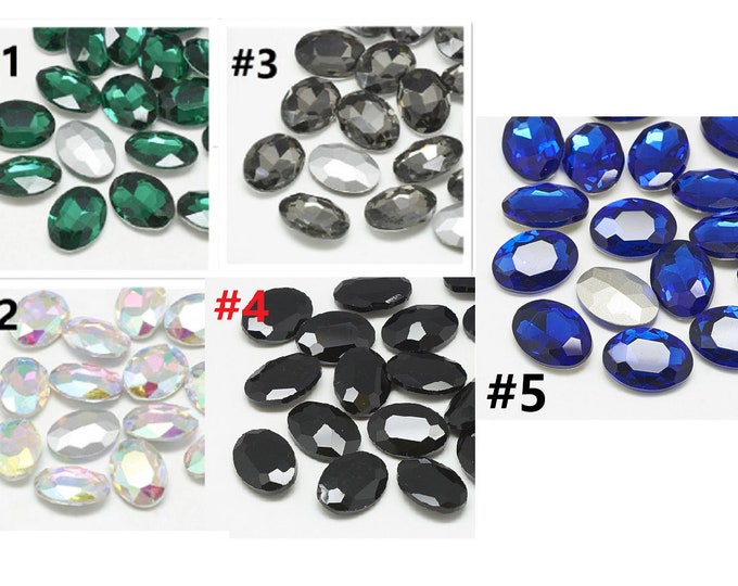 6pc oval shape 18x13mm Glass Pointed Back Rhinestone-pls pick a color