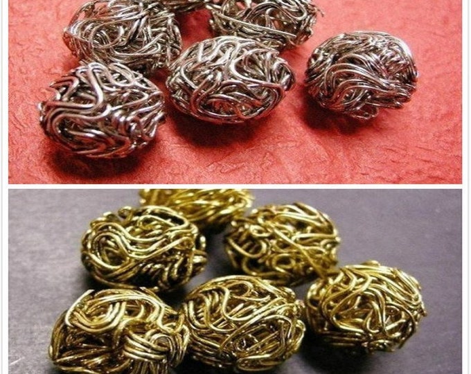 6pc 14mm antique finish metal wired beads-pls pick a color