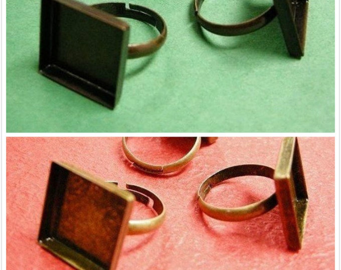 4pc antique finish square 17mm ring shanks-pls pick a color