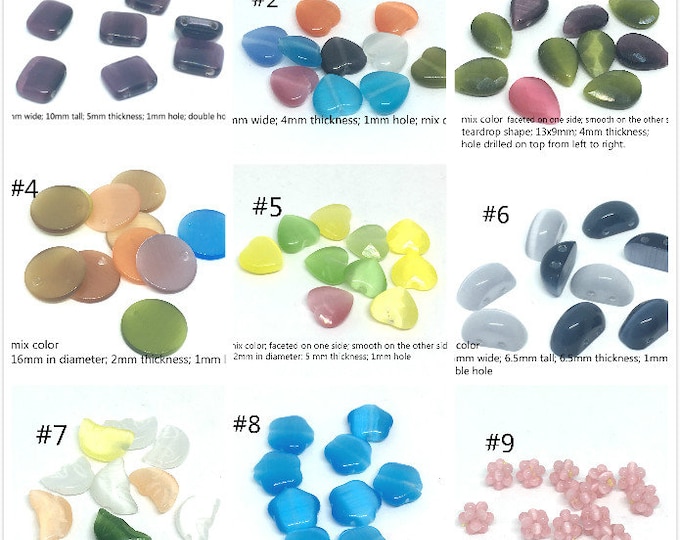12pc assorted cat eye glass beads- pls pick your style