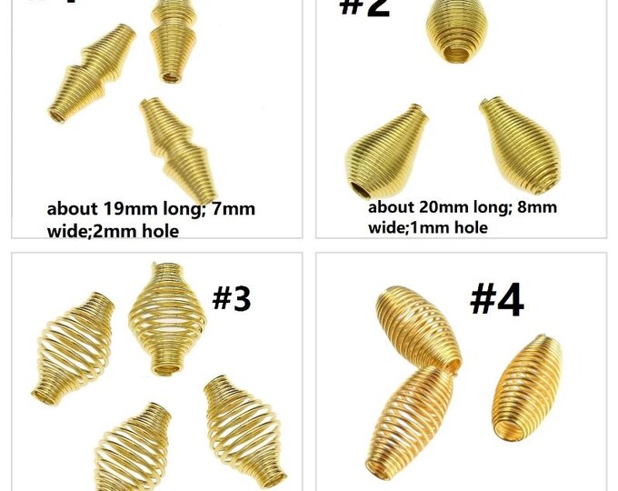 20pc Gold Finish Spring Spiral Beads – Metal Beads for Jewelry Making, DIY Bracelets, Necklaces, Anklets | Gold Finish Craft Beads