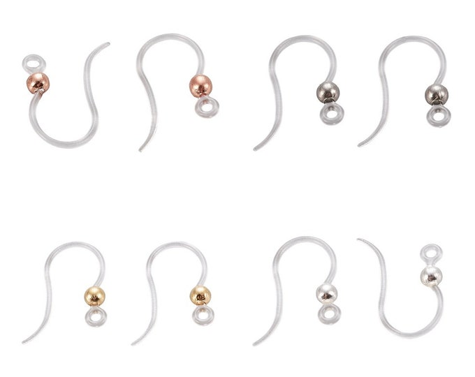 10pc (5 Pairs) Eco-Friendly Plastic Earring Hooks - Lightweight Hypoallergenic French Wires - Pick Your Color! Sustainable Jewelry Findings