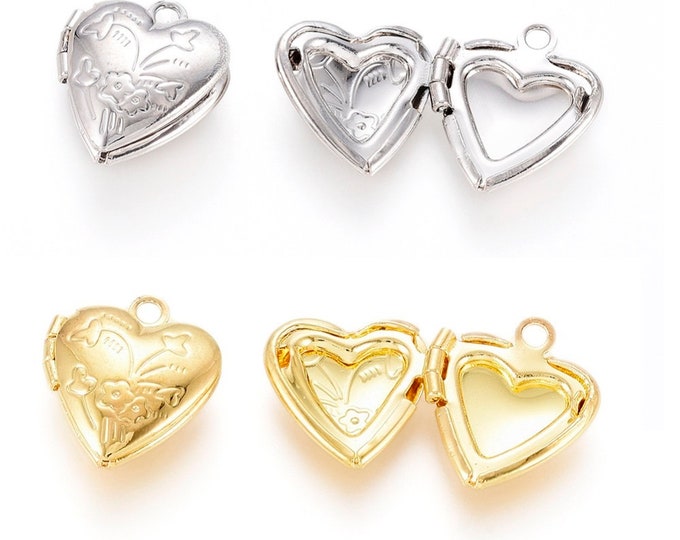 2pc brass made Photo Locket Setting Frame Pendants small heart shape-pls pick a color