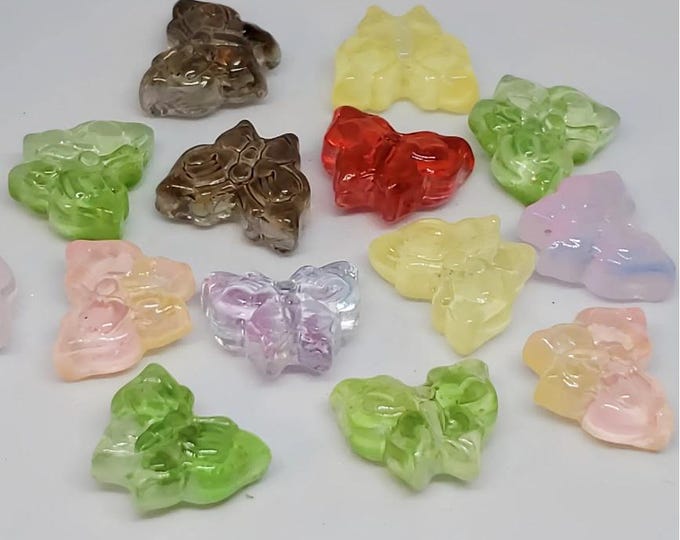 10pcs Mixed Color Butterfly Glass Beads - Butterfly Charms - Bead Supply for Jewelry Making