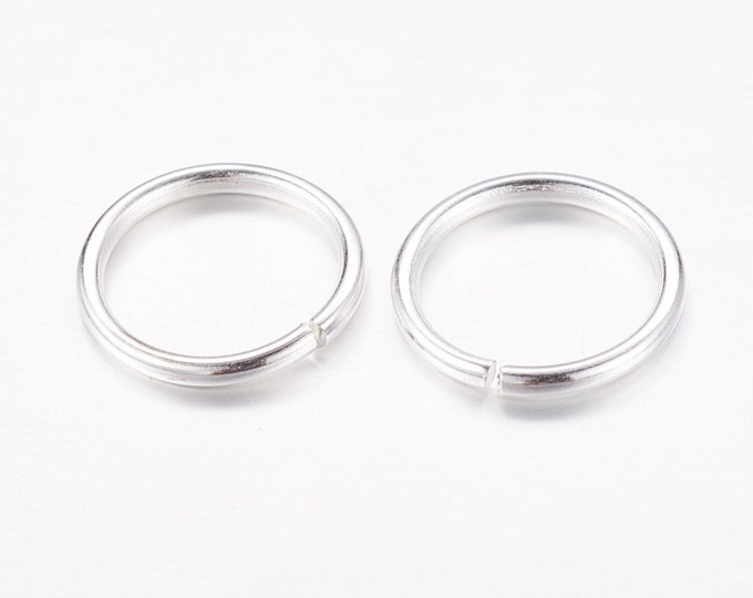 50pc 14mm large silver finish metal  jump rings-LV1037