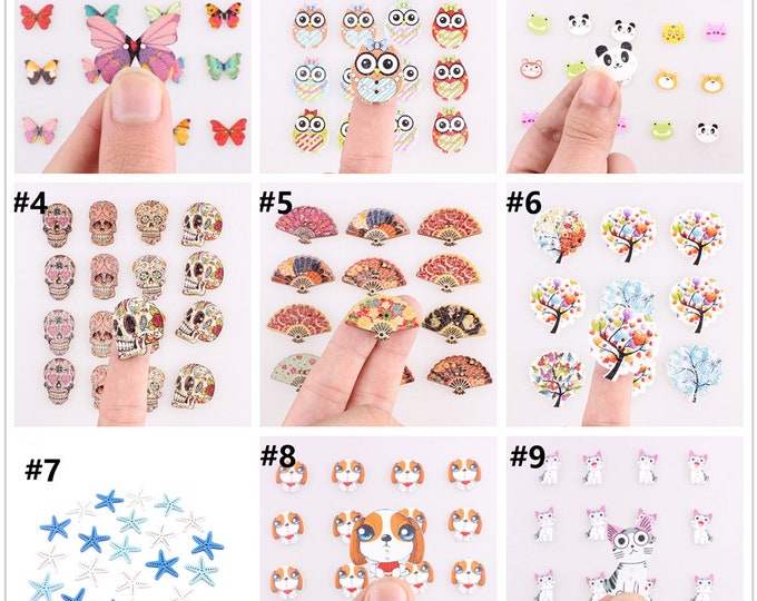 10PC 2 Hole Wooden Buttons DIY Decor For Child Clothing Sewing Buttons Crafts Scrapbooking Accessories-pls pick a style