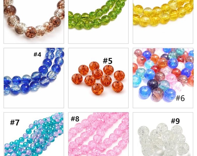 Sale-50pc 8mm  glass crackle round beads-pls pick your color