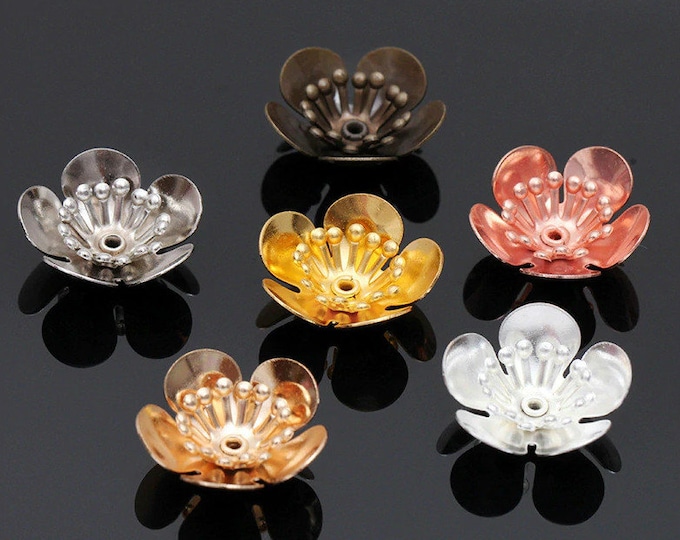6pc 16mm 2 Layer Flower brass made bead caps-pls select your own color